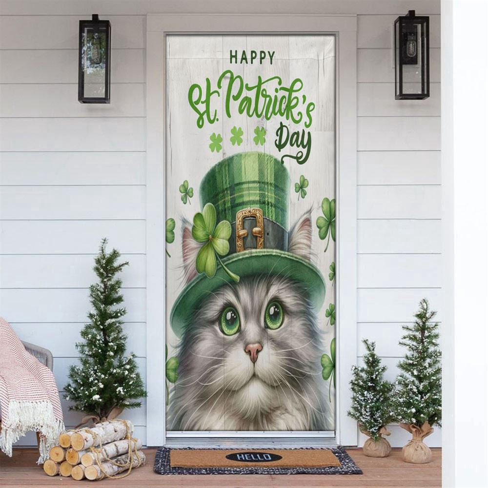 St Patrick's Day Cat Door Cover, Cat Inside The Money Jar, Patricks Day Home Door, Patrick Day Home Decor