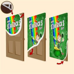 Leprechaun Rainbow Door Cover, Patricks Day Home Door, Patrick Day Home Decor