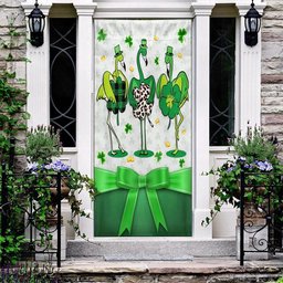 Irish Patrick's Day Door Cover Funny Flamingo, Patricks Day Home Door, Patrick Day Home Decor