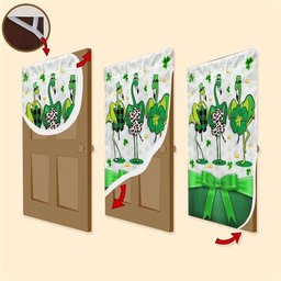 Irish Patrick's Day Door Cover Funny Flamingo, Patricks Day Home Door, Patrick Day Home Decor