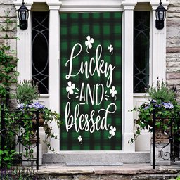 Lucky And Blessed St Patricks Day Shamrock Door Cover, Patricks Day Home Door, Patrick Day Home Decor