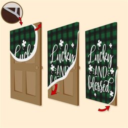 Lucky And Blessed St Patricks Day Shamrock Door Cover, Patricks Day Home Door, Patrick Day Home Decor