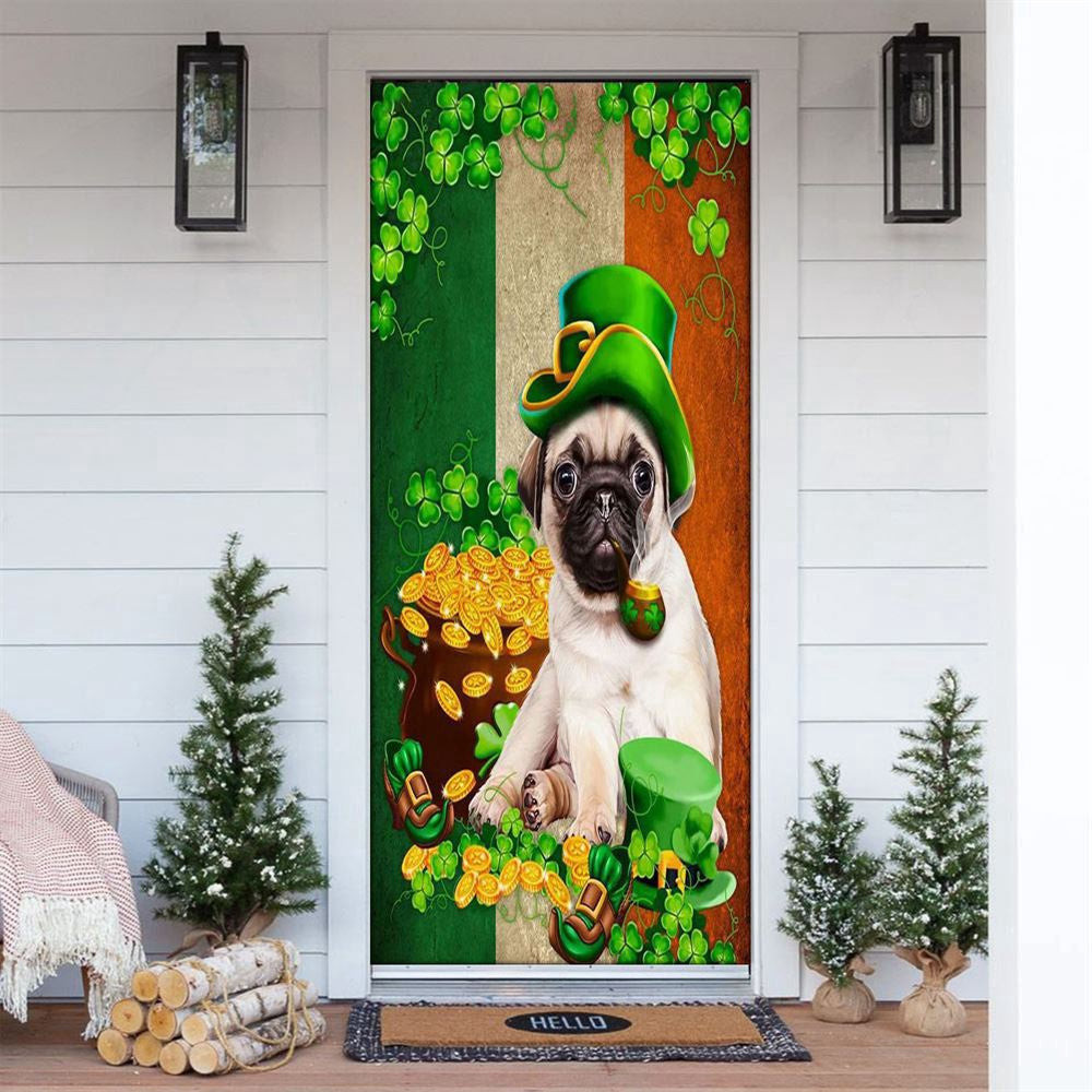 Saint Patrick's Day Pug Irish Door Cover, Patricks Day Home Door, Patrick Day Home Decor