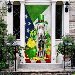 Silver Labrador Door Cover, Patricks Day Home Door, Patrick Day Home Decor