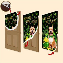 Pit Bull Kiss Me I'm Irish Patricks Day Home Door, Patricks Day Home Door, Patrick Day Home Decor