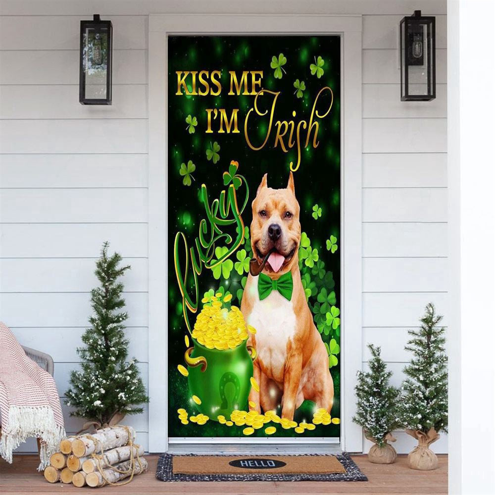 Pit Bull Kiss Me I'm Irish Patricks Day Home Door, Patricks Day Home Door, Patrick Day Home Decor
