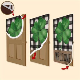 Welcome St Patrick's Day Shamrock Clover 1 Door Cover, Patricks Day Home Door, Patrick Day Home Decor