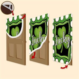 Welcome St Patrick's Day Polka Dot Lucky Shamrock Clover Door Cover, Patricks Day Home Door, Patrick Day Home Decor