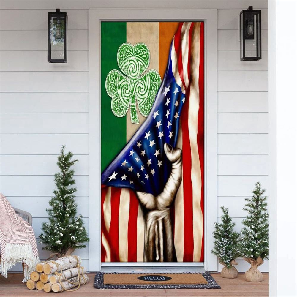 Happy Saint Patrick's Day Shamrock Irish American Door Cover, Patricks Day Home Door, Patrick Day Home Decor