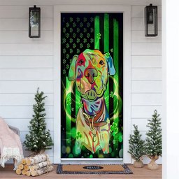 American Pit Bull Terrier Door Cover, Patricks Day Home Door, Patrick Day Home Decor