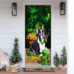 Boston Terrier Door Cover, Patricks Day Home Door, Patrick Day Home Decor
