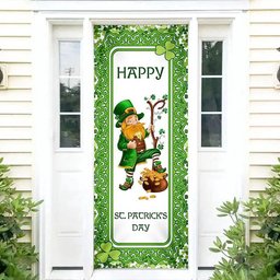Patricks Day Home Door Irish Leprechaun Door Cover Lucky Home Decor, Christmas Gift Decor