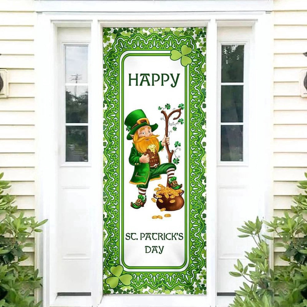 Patricks Day Home Door Irish Leprechaun Door Cover Lucky Home Decor, Christmas Gift Decor