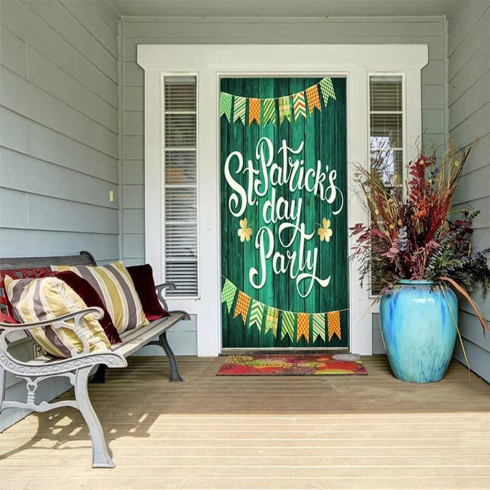 St Patrick's Day Party Door Cover Paddy Day Door Banner Lucky Door Decor, Christmas Gift Decor