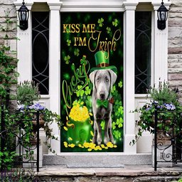 Silver Labrador Kiss Me I'm Irish Door Cover, Patricks Day Home Door, Patrick Day Home Decor
