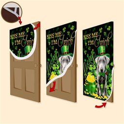 Silver Labrador Kiss Me I'm Irish Door Cover, Patricks Day Home Door, Patrick Day Home Decor