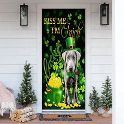 Silver Labrador Kiss Me I'm Irish Door Cover, Patricks Day Home Door, Patrick Day Home Decor