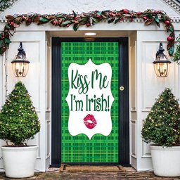 Kiss Me I'm Irish Door Cover Happy Saint Patrick's Day Door Cover Family Members Gift Idea, Christmas Gift Decor