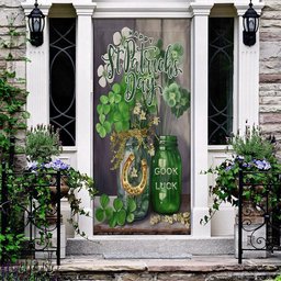 Good Luck Blessed Door Cover, Gift For Horse Lovers, Patricks Day Home Door, Patrick Day Home Decor
