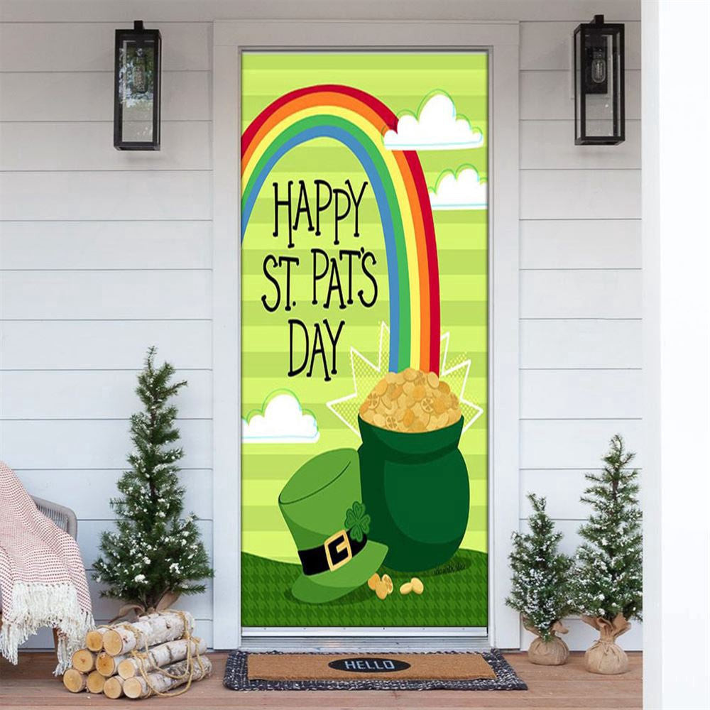 St Pat's Pot of Gold Door Cover, Patricks Day Home Door, Patrick Day Home Decor