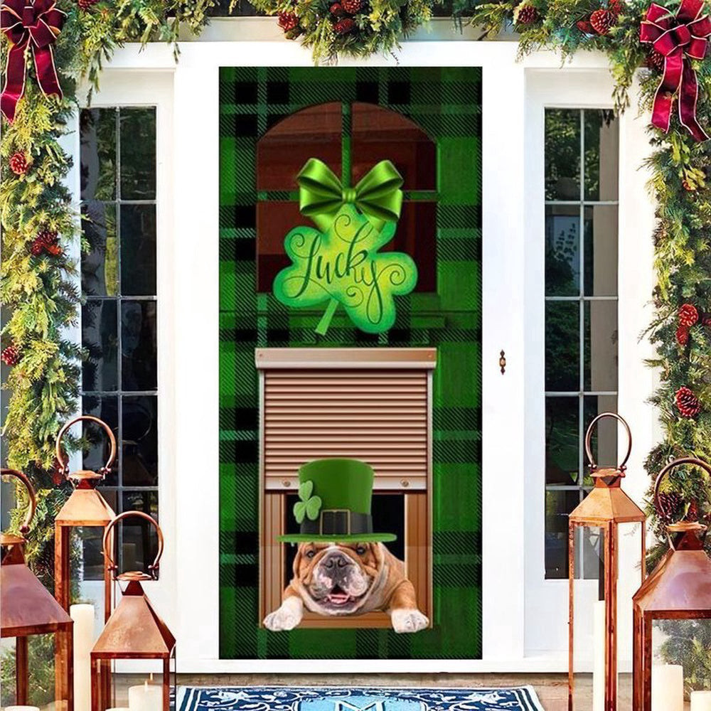 English Bulldog Lucky Green Patricks Shamrock Irish Home Decor Gift, Christmas Gift Decor