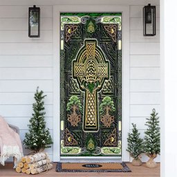 Irish Celtic Cross Happy Saint Patrick's Day Door Cover, Patricks Day Home Door, Patrick Day Home Decor