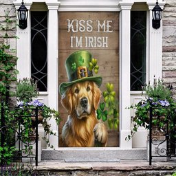 St Patrick's Day Golden Retriever Door Cover, Kiss Me I'm Irish, Patricks Day Home Door, Patrick Day Home Decor