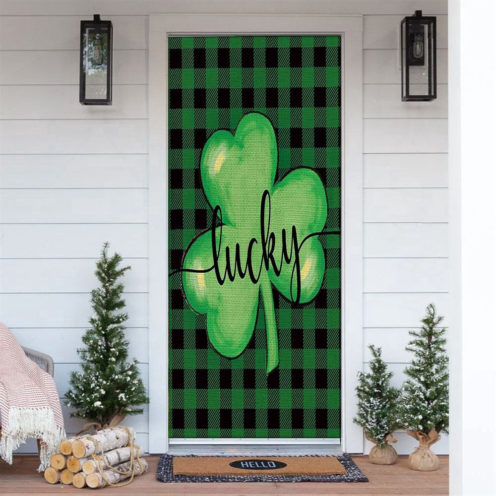 St Patrick's Day Lucky Shamrock Clover Door Cover, Patricks Day Home Door, Patrick Day Home Decor