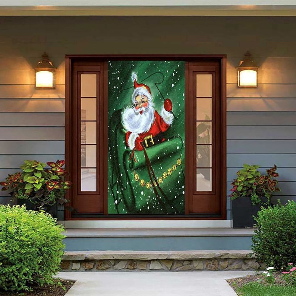 Santa Clause Happy St Patrick Day Door Cover Home Decoration Santa Lovers Gift March 17th Gift Idea, Christmas Gift Decor