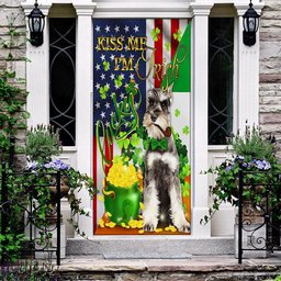Kiss Me I'm Irish Miniature Schnauzer Door Cover, Patricks Day Home Door, Patrick Day Home Decor