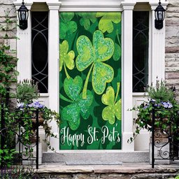 Falling Shamrocks Dura Soft Door Cover, Patricks Day Home Door, Patrick Day Home Decor