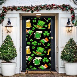 Irish Ireland Pattern Door Cover Irish Shamrock Beer Door Cover Happy Saint Patrick's Day, Christmas Gift Decor