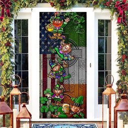 Irsh American Leprechaun Door Cover Happy St Patrick Day Gift Family, Christmas Gift Decor
