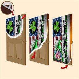 Gnomes Hold The Clovers Door Cover, Gift For Gnome Lovers, Patricks Day Home Door, Patrick Day Home Decor