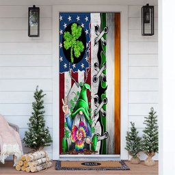 Gnomes Hold The Clovers Door Cover, Gift For Gnome Lovers, Patricks Day Home Door, Patrick Day Home Decor