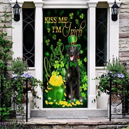 Black Labrador Kiss Me I'm Irish Door Cover, Patricks Day Home Door, Patrick Day Home Decor