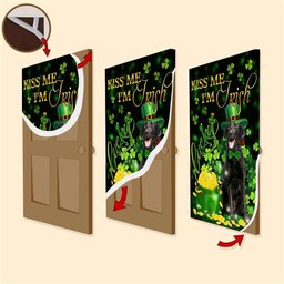 Black Labrador Kiss Me I'm Irish Door Cover, Patricks Day Home Door, Patrick Day Home Decor