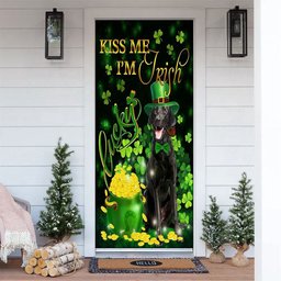 Black Labrador Kiss Me I'm Irish Door Cover, Patricks Day Home Door, Patrick Day Home Decor