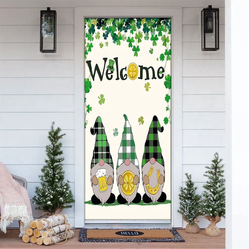 Welcome St Patrick's Day Gnomes Saint Gnomes Door Cover, Patricks Day Home Door, Patrick Day Home Decor