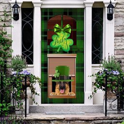 Christmas Door Cover, German Shepherd Lucky green Patrick's shamrock Door cover, Christmas Gift Decor