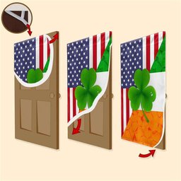 Irish Shamrock American Door Cover, Patricks Day Home Door, Patrick Day Home Decor