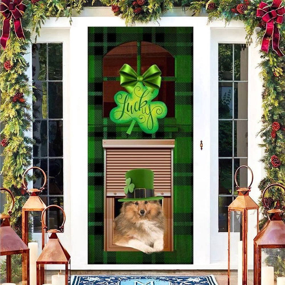 Shetland Sheepdog Lucky Green Patricks Shamrock Home Decor Gift, Christmas Gift Decor