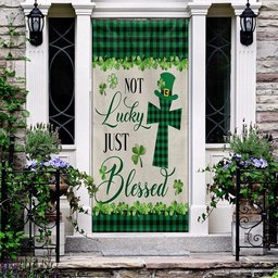 St Patrick's Day Irish Shamrock Clover Door Cover Not Lucky Just Blessed Door Cover, Patricks Day Home Door