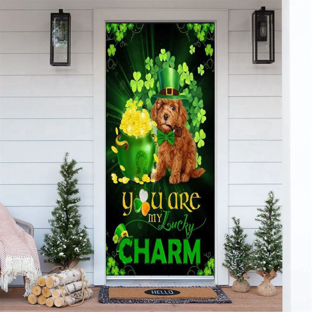 Poodle You Are My Lucky Charm Irish Saint Patrick's Day Door Cover, Patricks Day Home Door, Patrick Day Home Decor