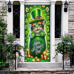 St Patrick's Day Cat Door Cover, Hold The Clovers, Patricks Day Home Door, Patrick Day Home Decor