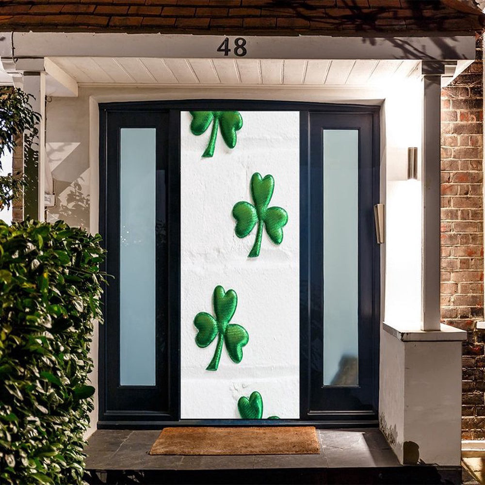 Irish Shamrock Door Cover Happy Patricks Day Home Door Lucky Clovers Door Cover Home Decor, Christmas Gift Decor