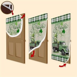 Here I Am Shamrocks Door Cover, Gift For Gnome Lovers, Patricks Day Home Door, Patrick Day Home Decor