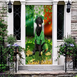 Black Labrador Door Cover, Patricks Day Home Door, St Patricks Day Door Decor