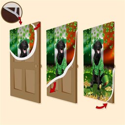 Black Labrador Door Cover, Patricks Day Home Door, St Patricks Day Door Decor