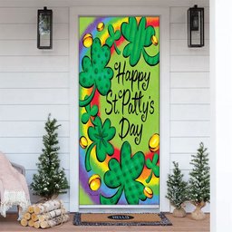 Clovers and Rainbow Door Cover, Patricks Day Home Door, Patrick Day Home Decor